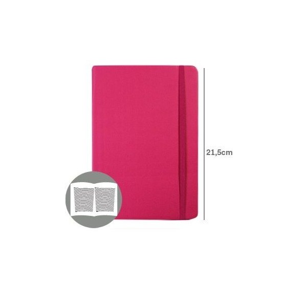 BLOCO NOTAS PAUTADO 215x145mm  116FLS CAPA SEMI PELE ROSA C/ELASTICO