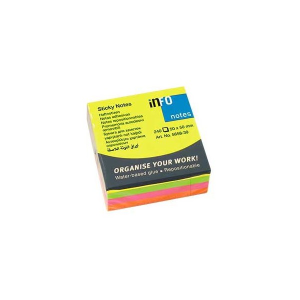 POST IT 50x50mm NEON BLOCO 240FLS