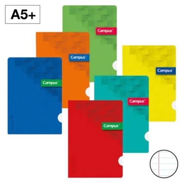 CADERNO AGRAFADO CAMPUS CAPA COLORIDA SORTIDAS PLASTIFICADA A5 48FLS 90GR PAUTADO