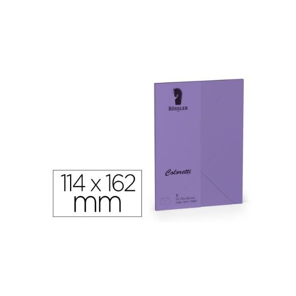 PACK 5 x ENVELOPES ROSSLER COLORETTI C6 114x162mm COR LILAS / ROXO 