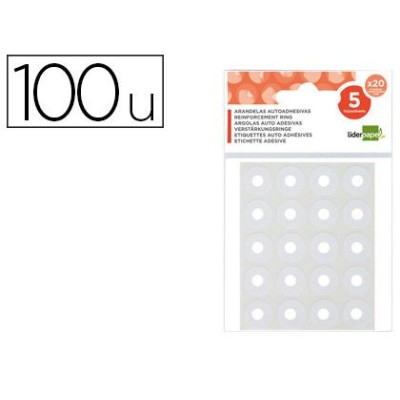 ARGOLAS DE REFORÇO AUTOCOLANTES LP 13MM BRANCAS 5FLS x 20 ARGOLAS