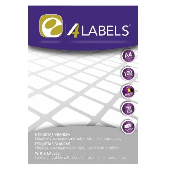 ETIQUETAS BRANCAS A4 QC / 4LABELS 105x37mm 100FLS x 16 ETIQ.
