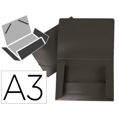 PASTA / CAPA PROJETOS POLIPROPILENO A3+ C/ ABAS C/ ELASTICO LOMBADA FLEXIVEL PRETO