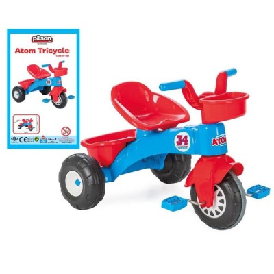 TRICICLO C/ CESTO FRONTAL E TRASEIRO AZUL/VERMELHO PILSAN