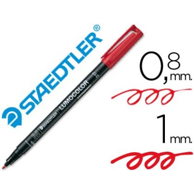 MARCADOR PERMANENTE ACETATO STAEDTLER LUMOCOLOR  1.0MM M VERMELHO