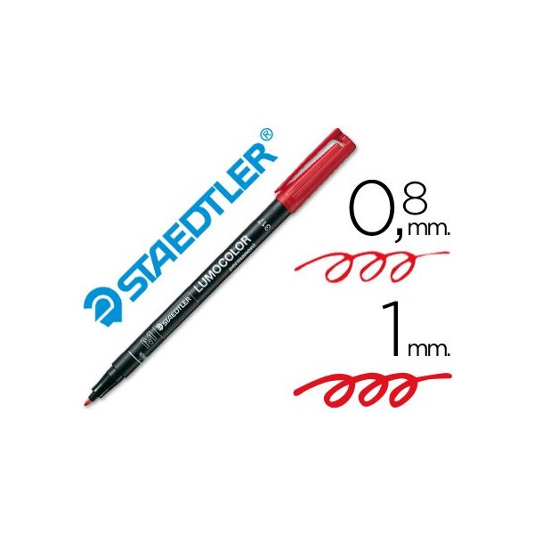 MARCADOR PERMANENTE ACETATO STAEDTLER LUMOCOLOR  1.0MM M VERMELHO