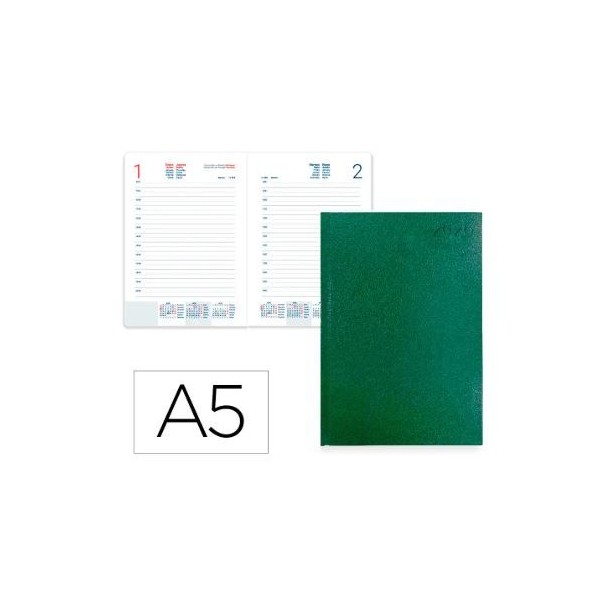 AGENDA ENCADERNADA DIARIA 2026 CORFU A5 15x21cm VERDE ESCURO