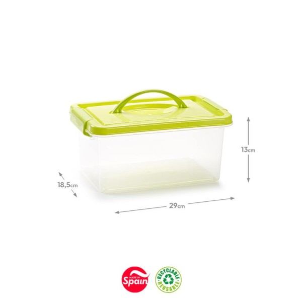 CAIXA PLASTICO 290x180x130mm 4LT  C/ TAMPA CORES SORTIDAS