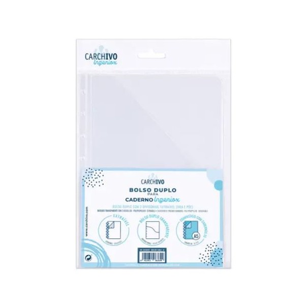 BOLSA DE DOCUMENTOS A5 P/ CADERNO INTELIGENTE INGENIOX DUPLO TRANSPARENTE