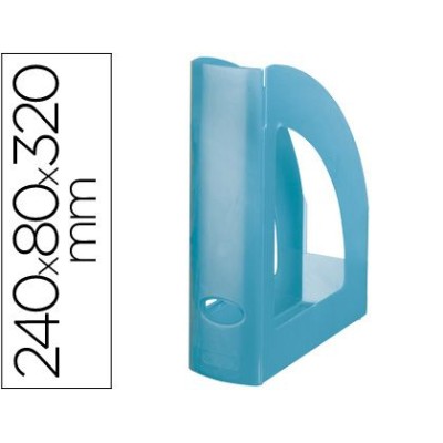 PORTA REVISTAS PLASTICO 320x240x80mm AZUL TRANSLUCIDO