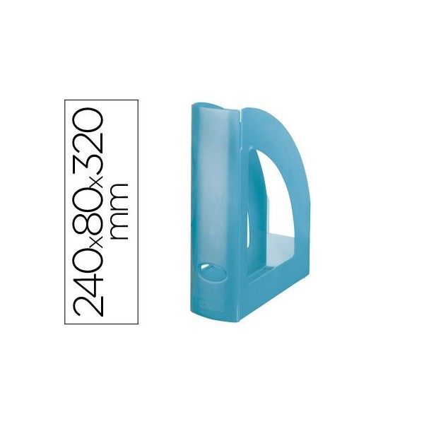 PORTA REVISTAS PLASTICO 320x240x80mm AZUL TRANSLUCIDO