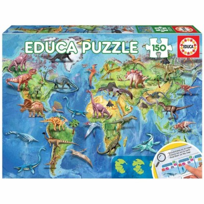 PUZZLE EDUCA 150 PECAS MAPA MUNDO DINOSSAUROS