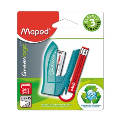 BLISTER C/ AGRAFADOR MAPED GREENLOGIC (24/6 E 26/6) 15FLS CORES SORTIDAS + CX AGRAFES Nº26/6