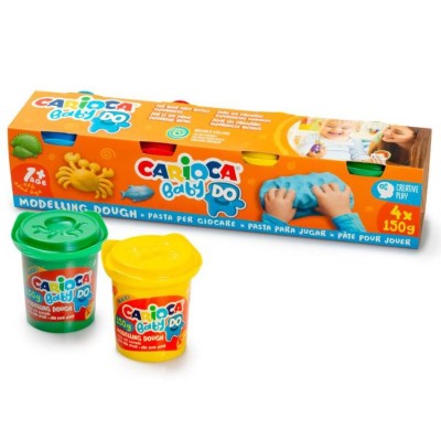 PLASTICINA / PASTA / MASSA MODELAR CARIOCA BABY DO 4x150ML  4x POTES C/ CORES SORTIDAS