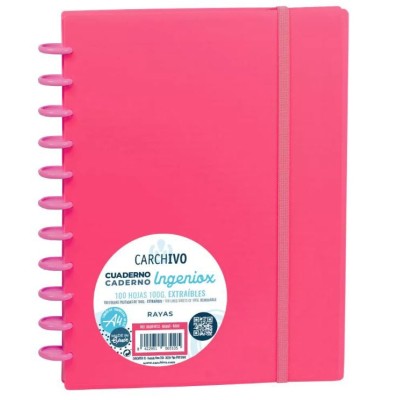 CADERNO INTELIGENTE "PP" INGENIOX A4 100gr. 100FLS PAUTADO COR VERMELHO