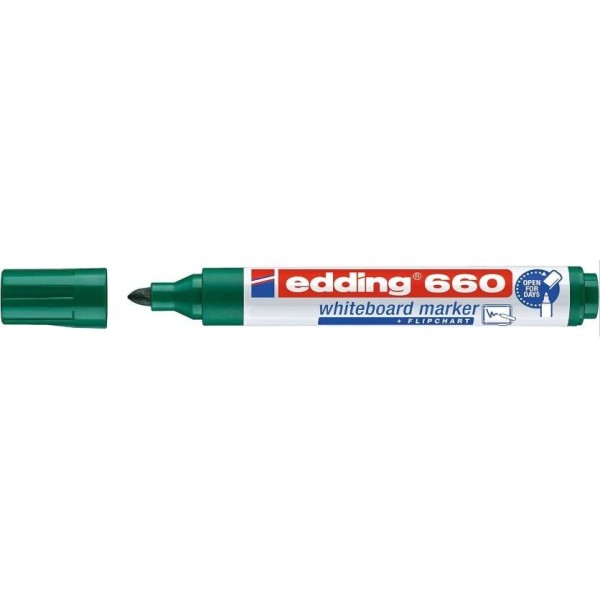 MARCADOR QUADRO BRANCO EDDING 660 PT-CN 1,5-3MM - RECARREGAVEL - VERDE
