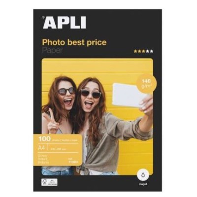 PAPEL FOTOGRAFICO APLI INKJET GLOSSY A4 140gr 100FLS