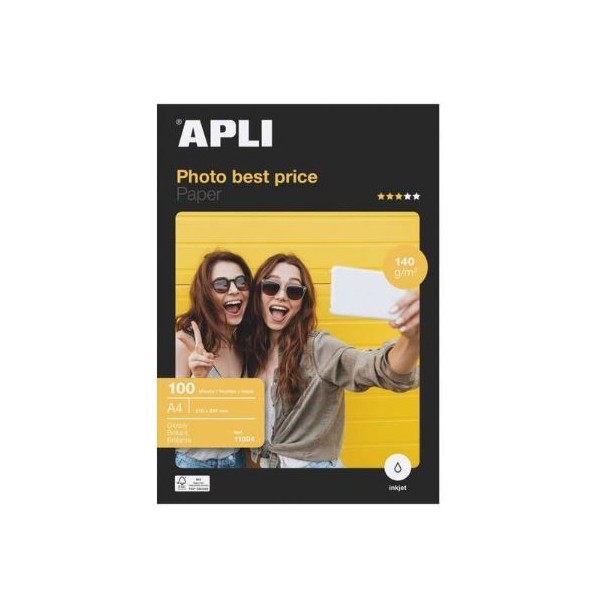 PAPEL FOTOGRAFICO APLI INKJET GLOSSY A4 140gr 100FLS