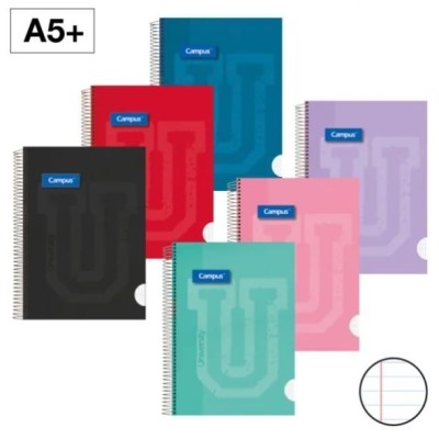 CADERNO ESPIRAL CAPA DURA CAMPUS A5 90gr. 80FLS PAUTADO CORES SORTIDAS