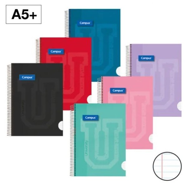 CADERNO ESPIRAL CAPA DURA CAMPUS A5 90gr. 80FLS PAUTADO CORES SORTIDAS