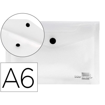 BOLSA ENVELOPE A6 PLASTICO C/FECHO MOLA/VELCRO CRISTAL TRANSPARENTE