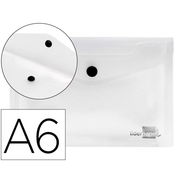 BOLSA ENVELOPE A6 PLASTICO C/FECHO MOLA/VELCRO CRISTAL TRANSPARENTE