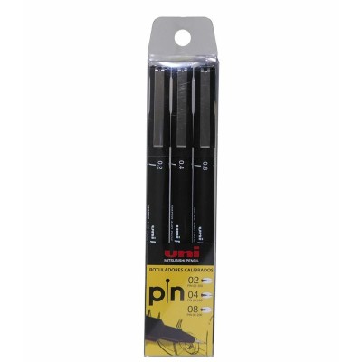 KIT 3 MARCADORES UNIBALL PIN CALIBRADO 0,2/0,4/0,8mm