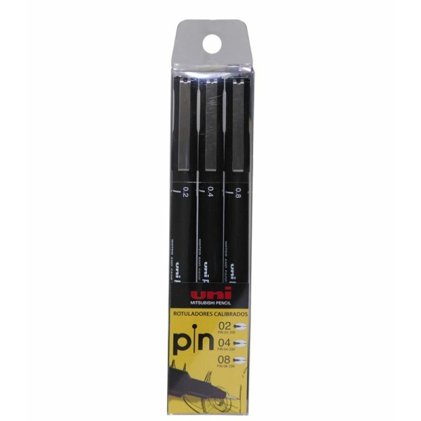KIT 3 MARCADORES UNIBALL PIN CALIBRADO 0,2/0,4/0,8mm