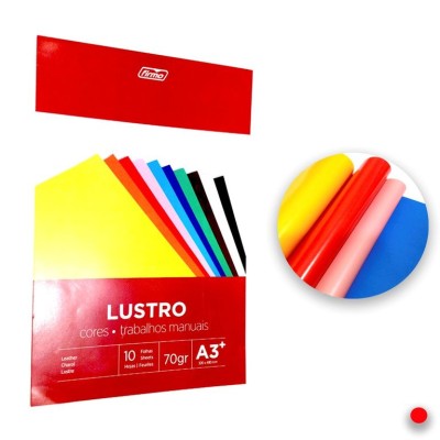 BLOCO PAPEL LUSTRO 320x480mm A3 + 10 CORES SORTIDAS 10 FLS