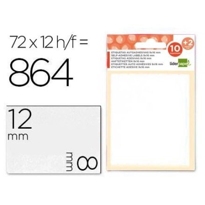 ETIQUETAS LP 8x12mm FOLHA 12x9cm 12FLS x 72 ETIQ
