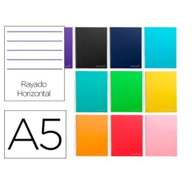 CADERNO ESPIRAL CAPA DURA LP A5 75gr. 140FLS PAUTADO CORES SORTIDAS