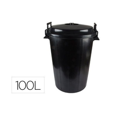 BALDE LIXO C/TAMPA 100L PRETO