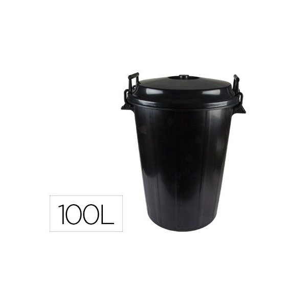 BALDE LIXO C/TAMPA 100L PRETO
