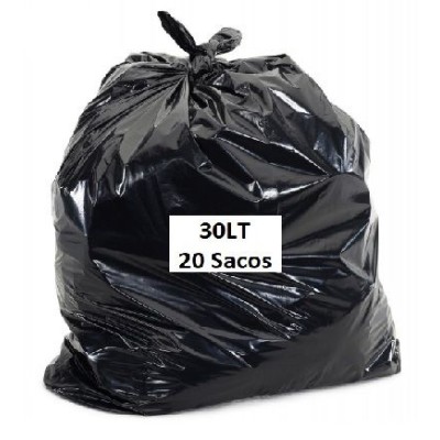 ROLO C/ 20 x SACOS LIXO PLASTICO PRETO 30LTS (52x60cm)