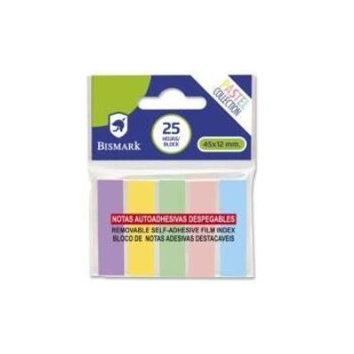 SINALIZADORES PLASTICO BISMARK 12x45mm 5x CORES x 25FLS CORES PASTEL