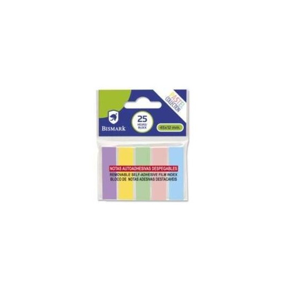 SINALIZADORES PLASTICO BISMARK 12x45mm 5x CORES x 25FLS CORES PASTEL