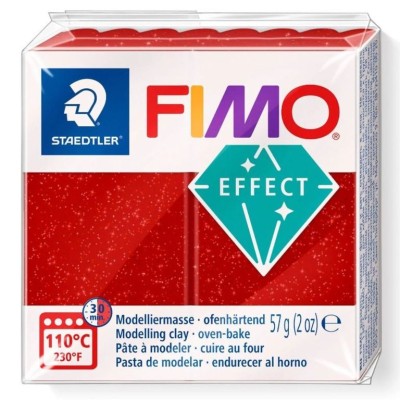 PASTA MODELAR FIMO EFFECT 56/57gr. VERMELHO GLITTER 202