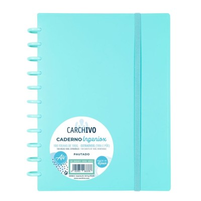 CADERNO INTELIGENTE "PP" INGENIOX A4 100gr. 100FLS PAUTADO COR MENTA