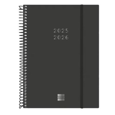 AGENDA ESCOLAR SEMANAL EM ESPIRAL 2025/26 A5 18 MESES FINOCAM NEGRO C/ ELASTICO