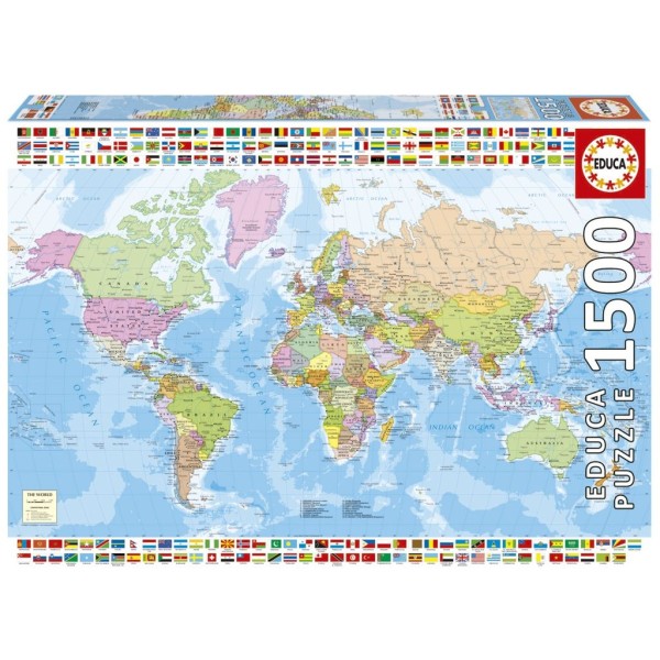 PUZZLE EDUCA 1500 PECAS MAPA MUNDO POLITICO
