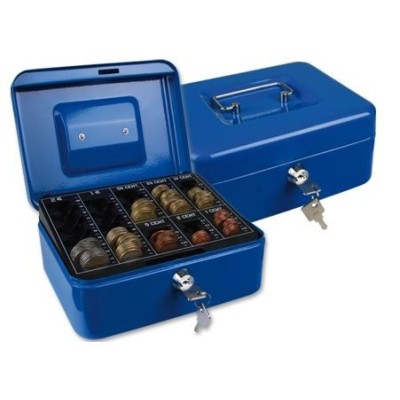 COFRE DINHEIRO COM BANDEJA PARA MOEDAS QC 200x90x160mm AZUL