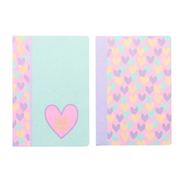 CADERNO AGRAFADO ANCOR B´LOG HEARTS A5 90gr. 48FLS  PAUTADO