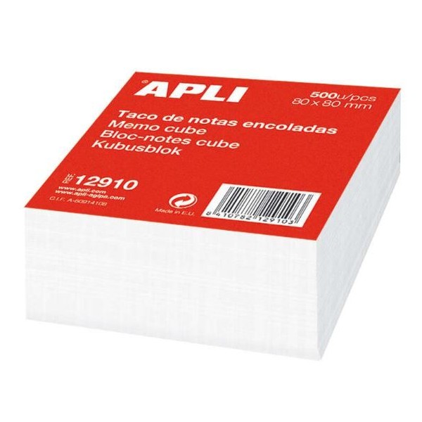 BLOCO RECARGA / TACO PAPEL APLI  80x80mm CUBO BRANCO (500 FLS)