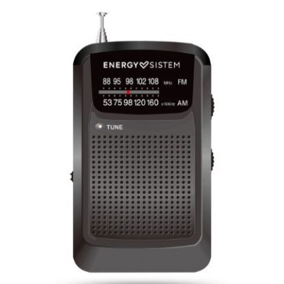 RADIO FM/AM PORTATIL A PILHAS (AAA)  ENERGY SISTEM C/ CLIP CINTURA - PRETO