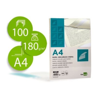 PAPEL VERGE A4 180gr. 100FLS CREME