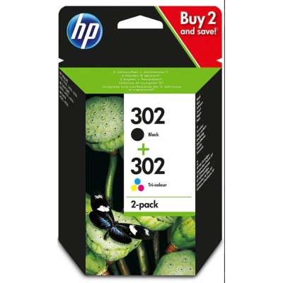 KIT TINTEIROS HP 302 PRETO + 302 TRICOLOR ORIGINAL