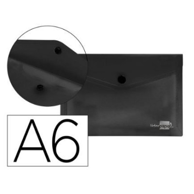 BOLSA ENVELOPE A6 PLASTICO C/FECHO MOLA/VELCRO PRETO
