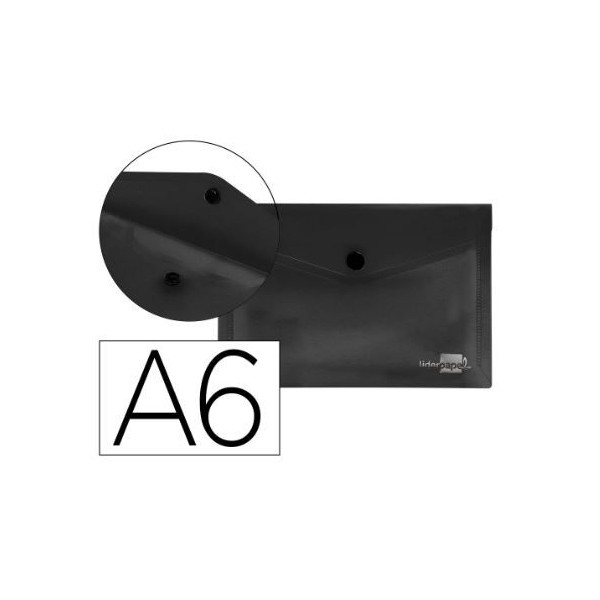 BOLSA ENVELOPE A6 PLASTICO C/FECHO MOLA/VELCRO PRETO