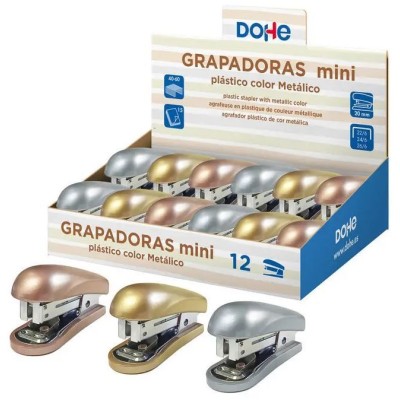 MINI AGRAFADOR DOHE  (24/6) CORES METALICAS SORTIDAS - PRATA / OURO / COBRE