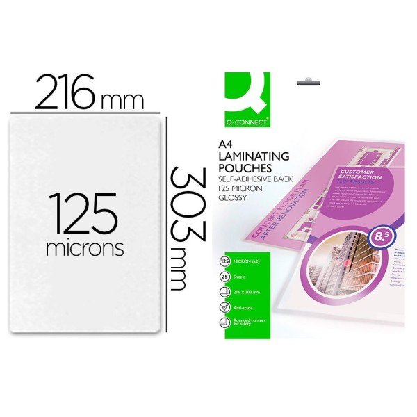 PACK C/ 25 FLS - BOLSA PLASTIFICAR TERMICA  A4(216x303mm) 125My C/ VERSO AUTOADESIVA